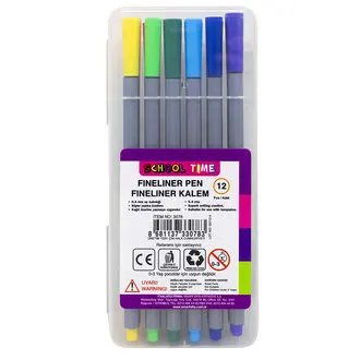 

School Time Fineliner pen 12 Color Pvc Box, Markers, bullet journal, brush pen, Clamp, from Turkey, Fast Shipping