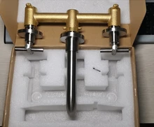Grifo mezclador de pared con doble palanca, negro mate/dorado pulido, novedad