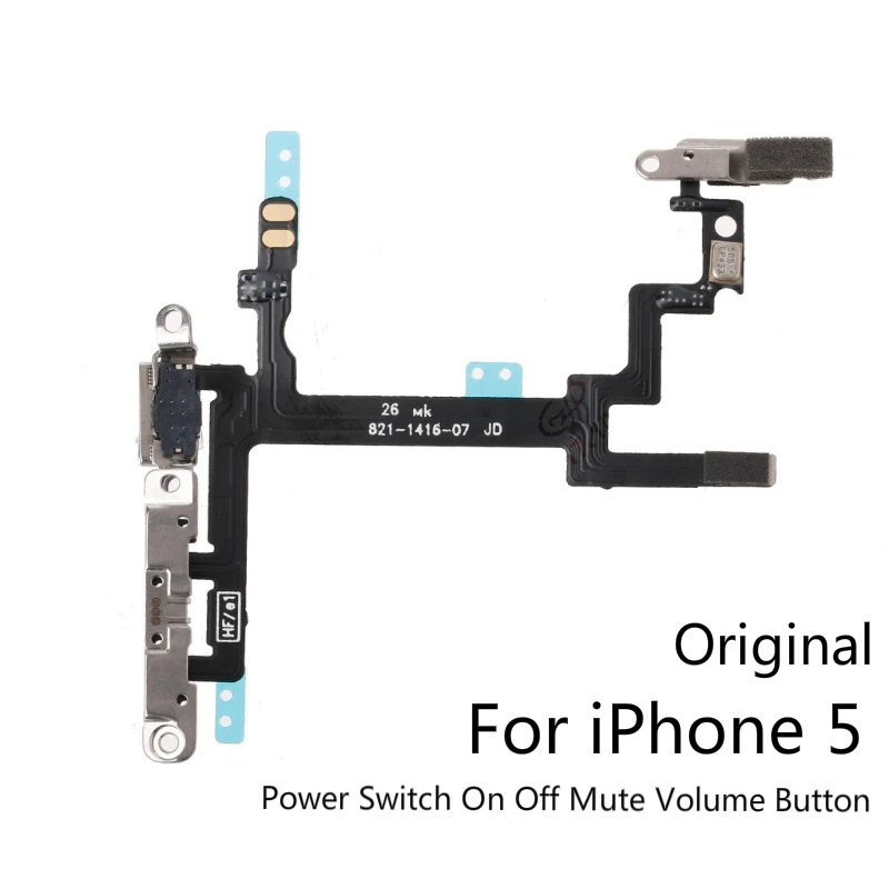 

100% test Original For iPhone 5 Power Switch On Off Mute Volume Button Connector Ribbon Flex Cable For iphone 5G