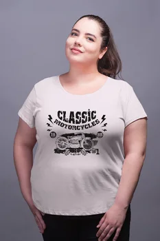 

Angemiel Wear Motorcycles White Women Cotton Large Size T-Shirt