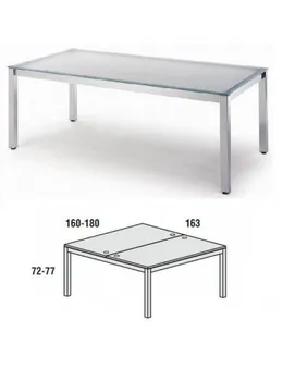 

DOUBLE TABLE EXECUTIVE CHROME ROCADA 180x163 CM IN GLASS