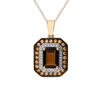 

Gold pendant with раухтопазами and cubic zirconia sunlight