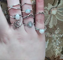 Tocona 9 unids/set Bohemia hoja corazón gota de agua de piedra lunar anillo joyería estilo bohemio Vintage Woemn anillo bisutería boda 9485