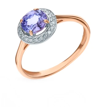 

Gold ring with tanzanite and diamonds sunlight