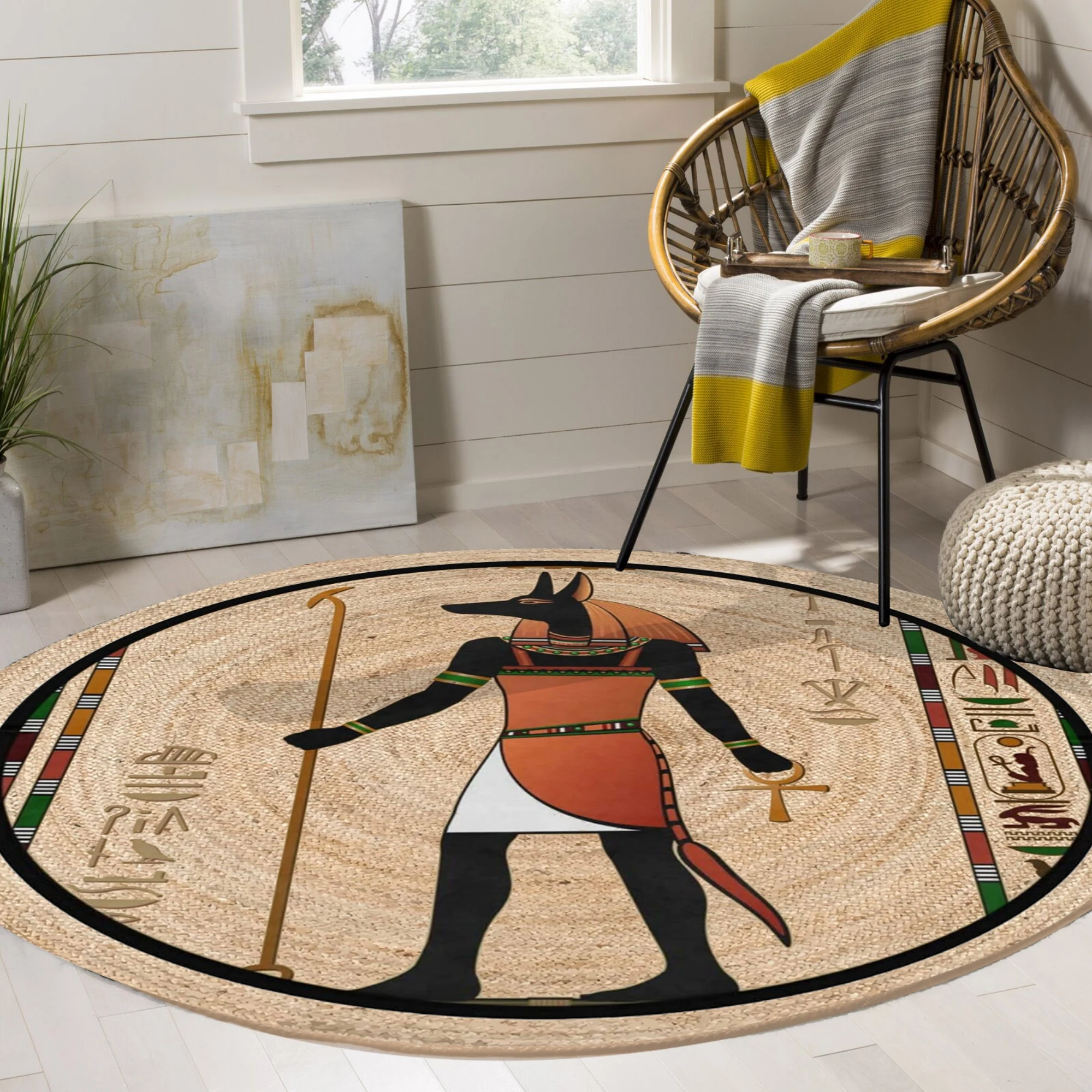 

Еще старинный орвицянь Анубис сизаль, натуральный джутовый ковер ручной работы, Круглый напольный коврик, гостиная, спальня, сизальный коврик