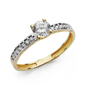 

Solitaire 18k gold two-color zircons [AA0471]