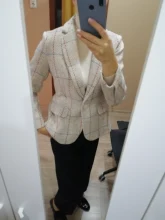 Female Blazer Coat Elegant Jacket Single-Button Wool Vintage Vimly Women Office Lady