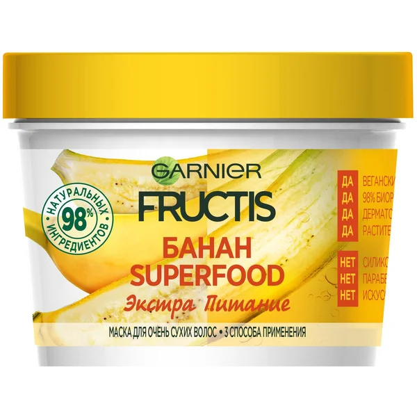 Garnier Fructis Маска для волос 3в" Фруктис, Superfood", 390 мл - Цвет: Банан - для очень сухих волос