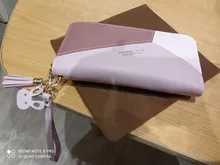 Carteras geométricas de lujo para mujer, monederos de cuero con cremallera, diseño de borla, billetera larga, monedero, tarjetero