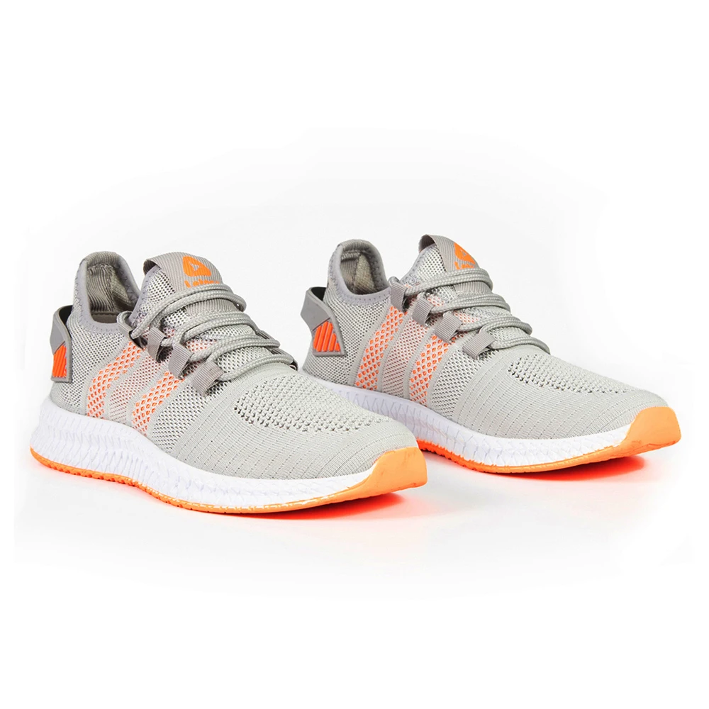 Мужская и женская обувь кроссовки унисекс повседневные тканевые серые оранжевые