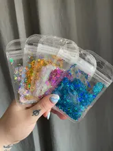 Letras holográficas de resina epoxi con purpurina gruesa, letras gruesas, lentejuelas mezcladas, alfabeto, 5 colores, 2g por