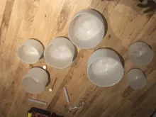 CVNC-Juego de 7 Uds. De cuencos para cantar de cristal de cuarzo esmerilado, con bolsas de transporte gratis, 6 -12