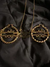 AurolaCo-pendientes de aro de bambú de acero inoxidable para mujer, aretes personalizados con nombre, estilo bambú, 30-90MM