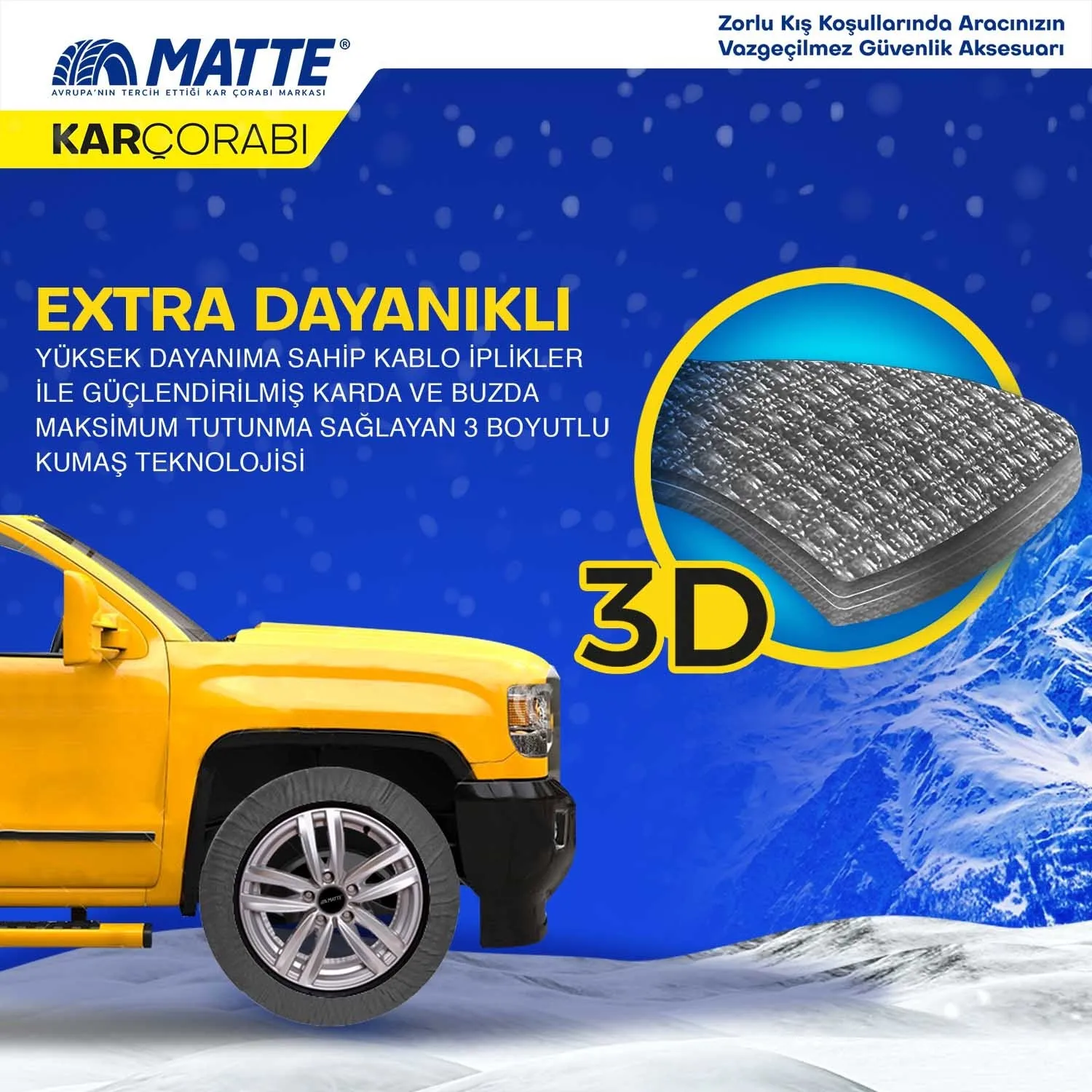 Chaussettes de neige pour pneus de voiture, pour l'hiver, série ExtraPro  (chaîne de neige en Textile-pour une conduite sûre sur route enneigée et
