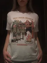 Camiseta de satán para mujer, remera harajuku de la muerte, demonios, satanismo, ropa de bafometo siniestro, polera satánica, top de estética siniestra para mujer