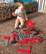 Caja de Herramientas para niños, Kit de herramientas de reparación de simulación de ingeniería, taladro eléctrico, destornillador, caja de juguete
