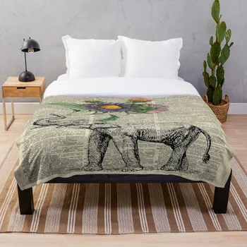

Drop Shipping Printed Throw Blanket Sherpa Fleece Soft Blanket Flannel Rug Home Decoration For Bed Elephant With Flowers Over Di