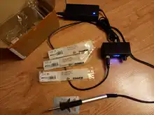 MINI estación de soldadura T12 electrónica Digital DC 19v-24v 72w versión 3 puntas hierro soldadura con adaptador de fuente de alimentación