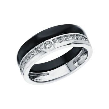 

Silver ring with ceramics and cubic zirconia sunlight sample 925