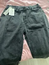 Pantalones vaqueros de cintura alta para mujer, pantalón bombacho, holgado, con cremallera, longitud completa