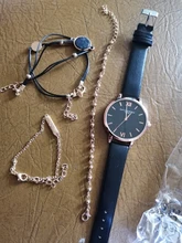 Reloj de pulsera analógico de cuarzo para Mujer, cronógrafo con correa de cuero de lujo, color negro, 5 uds.
