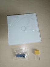 UBARO-Interruptor táctil con Panel de cristal blanco, pulsador estándar europeo de luz Ac230v, 1 Banda, Control único, lámpara de pared