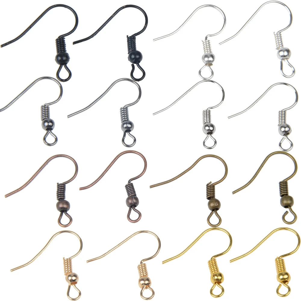 100pcs/lot stainless steel Earring Hook Ear Hook Clasp With Bead Charms