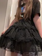 Las mujeres Lolita falda enagua de crinolina noche enagua para fiestas Vintage cintura elástica 2-Bucle volantes Swing negro gótico falda