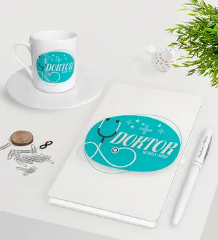 

Personalized Doctor White Notebook Pen Turkish coffee Cup Seti-14