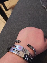 Pulsera Vintage de cabeza de dragón, brazalete abierto con boca, estilo nórdico, Vikingo, diseño trenzado antiguo tallado, joyería