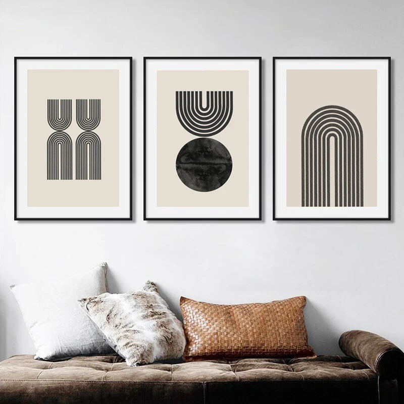 Modern Geometric Rainbow Poster Mind Century Wall Art Canvas Print Boho Decoration Painting Pictures Living Room Home Decor | Дом и сад