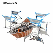 Microworld – Kits de modèles de bateau à rames 3D en métal, Puzzle découpé au Laser, canoë électrique, jouets éducatifs, cadeaux pour adultes