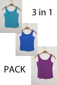 

QualiTee Women's 3in1 blouse set blue purple mint casual relax basic Autumn Loose Ladies Shirts