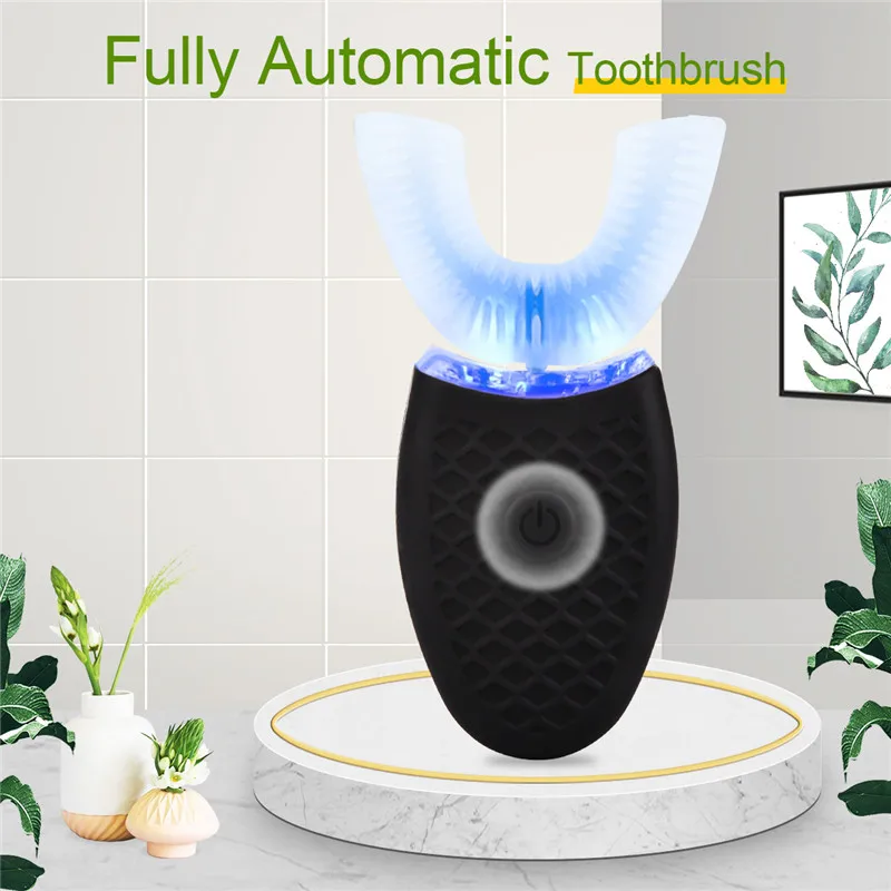 U Shaped Automatic Electric Toothbrush Ultrasonic Wave Nano Teeth Cleaner Waterproof Adult Silicone Toothbrush with Blue Light U Shaped Automatic Electric Toothbrush Ultrasonic Wave Nano Teeth Cleaner Waterproof Adult Silicone Toothbrush with Blue Light