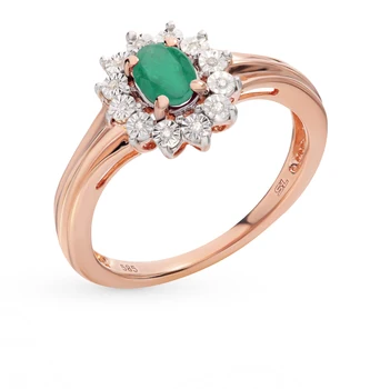 

Gold ring with emerald and diamonds sunlight sample 585