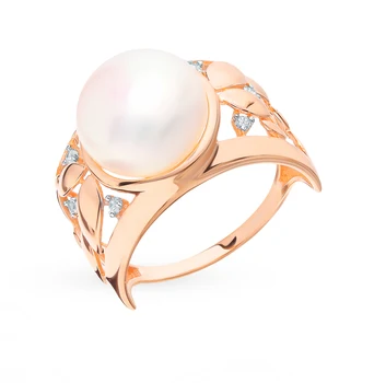 

Gold ring with cubic zirconia and pearls sunlight sample 585