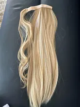 Coleta larga y recta para envolver alrededor de coleta, extensiones de cabello, peluca Natural, sombreros, cabello sintético, marrón, gris, 613