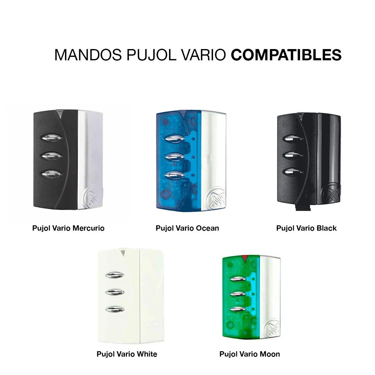 PUJOL VARIO 4U 3 PACK, 433MHz frequency, new black garage controller, 4  buttons, stronger and robust