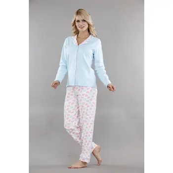 

Etoile women Autumn/twittering Cotton Long Sleeve Complete Dug up/Collar pajamas set 7005
