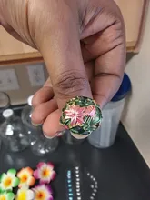 Joyería de estilo Retro dorado para mujer, anillo pintado a mano con aceite, joyería