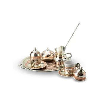 

Miray Embroidered Copper Coffee Set for 2 | hand machining | original copper | master construction | turkish copper | special pr