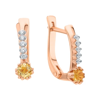 

Silver earrings with cubic zirconia and citrine sunlight sample 925 test