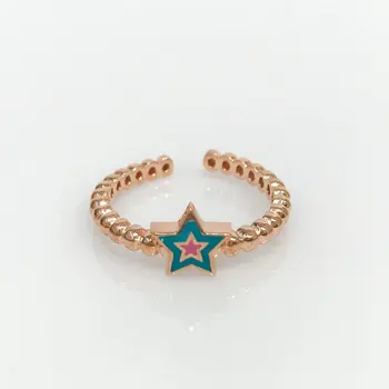 

Tiny Unconscionable Trend Colorful Star Silver Joint Ring