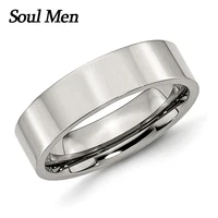 Soul Men 6mm Polish Flat 316L Stainless Steel Rings Male Female Wedding Engagement Band Classic Style Big Size 5 to 15 1