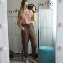 Womens Pants Trousers Harem Woolen Black High-Waist Winter Plus-Size Warm LYZCR Ankle-Length