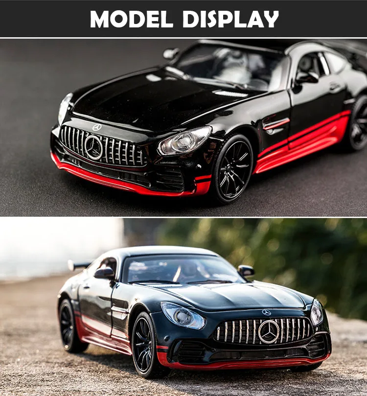 KIDAMI 1:32 Ben AMG GT Diecast Car Model High Simulation Pull Back Sound and Light Model Toy Car For Children's Birthday Gifts