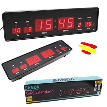 

Digital clock wall or desktop light LED display temperature calendar date