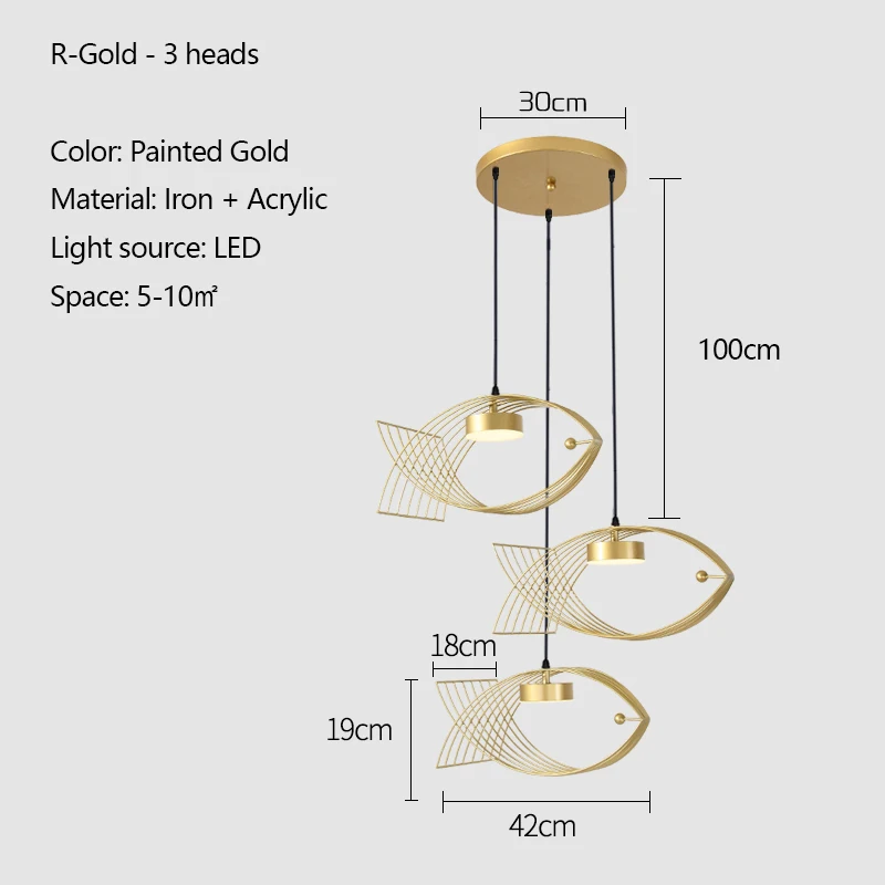 Modern LED Chandeliers For The Kitchen Dining Table Creative Fish Iron Hanging Lights Gold Black White Ceiling Pendant Lamp 2022 entryway chandelier Chandeliers