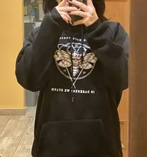 Sudadera con capucha de Devil winter para mujer, nueva oscura, punk, Vintage, Harajuku, informal, con estampado de dibujos animados, de talla grande, gótica, holgada