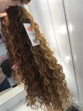 FASHION IDOL-extensiones de pelo sintético Afro para mujer, Pelo Rizado mechones Rubio degradado 24-28 pulgadas, resistente al calor, 6 uds.